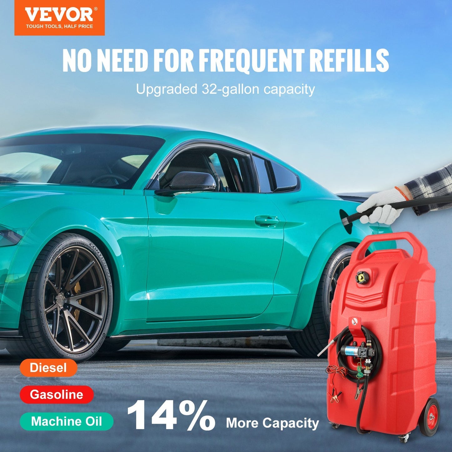 VEVOR Fuel Caddy, 32 Gallon, Portable Fuel Storage Tank - Premium Fuel Caddy from VEVOR - Just $445.55! Shop now at Rapidvehicles