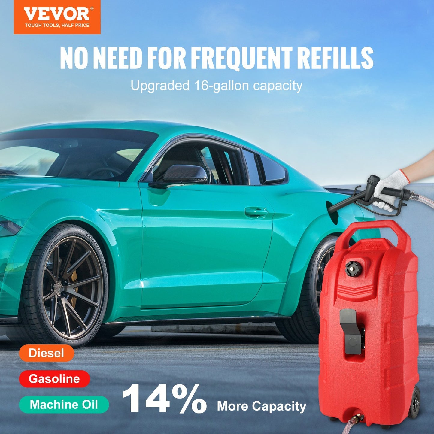 VEVOR 16 Gallon Fuel Caddy, 7.8 L/min, Portable Gas Storage Tank - Premium Fuel Caddy from VEVOR - Just $177.65! Shop now at Rapidvehicles