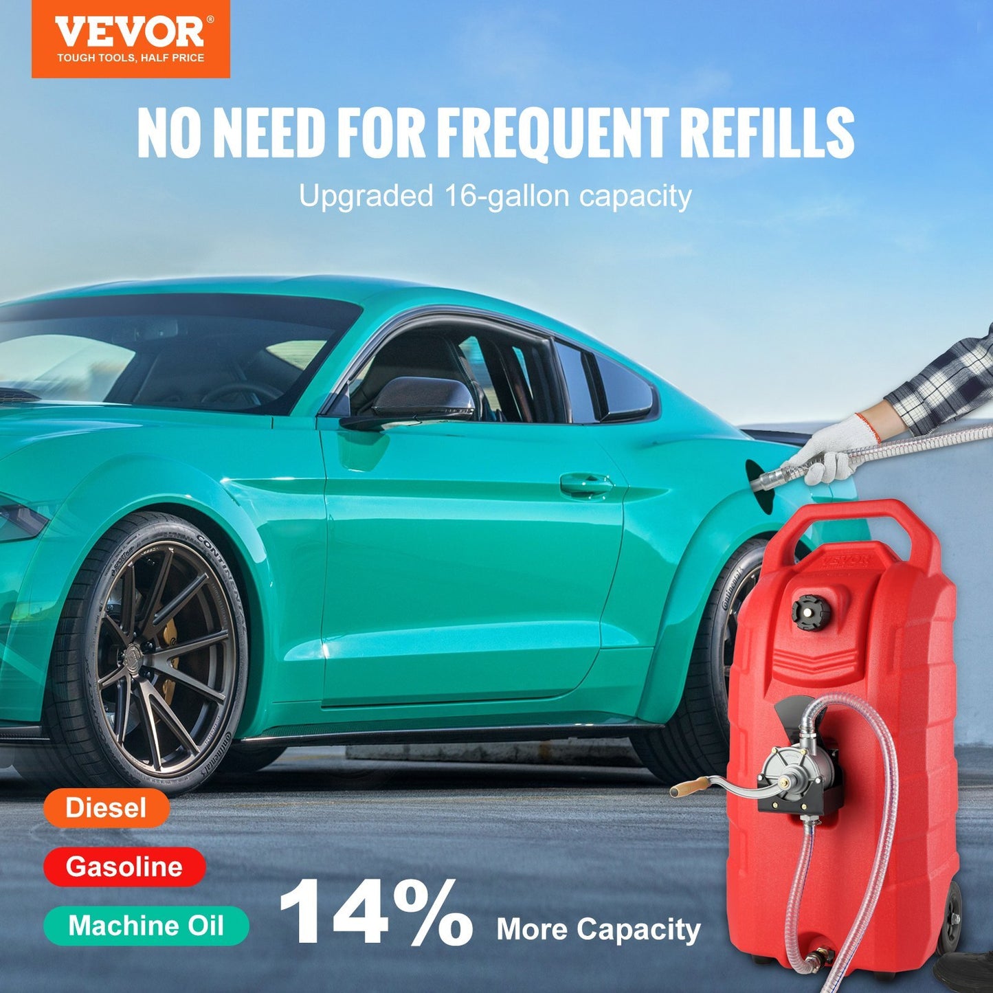 VEVOR 16 Gallon Fuel Caddy, 7.8 L/min, Portable Gas Storage Tank - Premium Fuel Caddy from VEVOR - Just $156.50! Shop now at Rapidvehicles