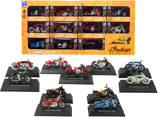 "Indian Motorcycle" Set of 11 pieces 1/32 Diecast Motorcycle Models by New Ray - Use code SHOPAPP15 to get 15 percent off