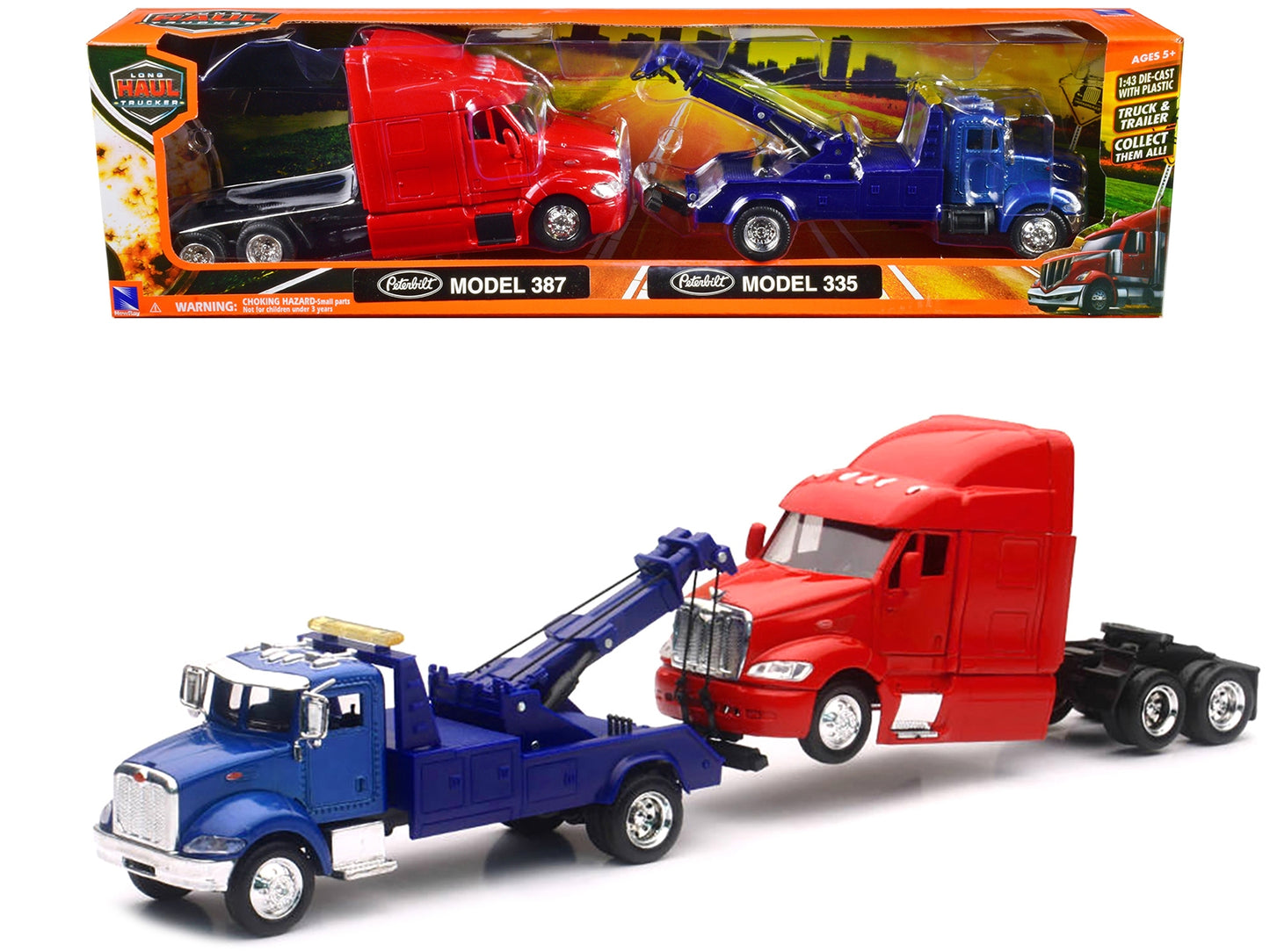 Peterbilt Model 335 Tow Truck Blue and Peterbilt Model 387 Cab