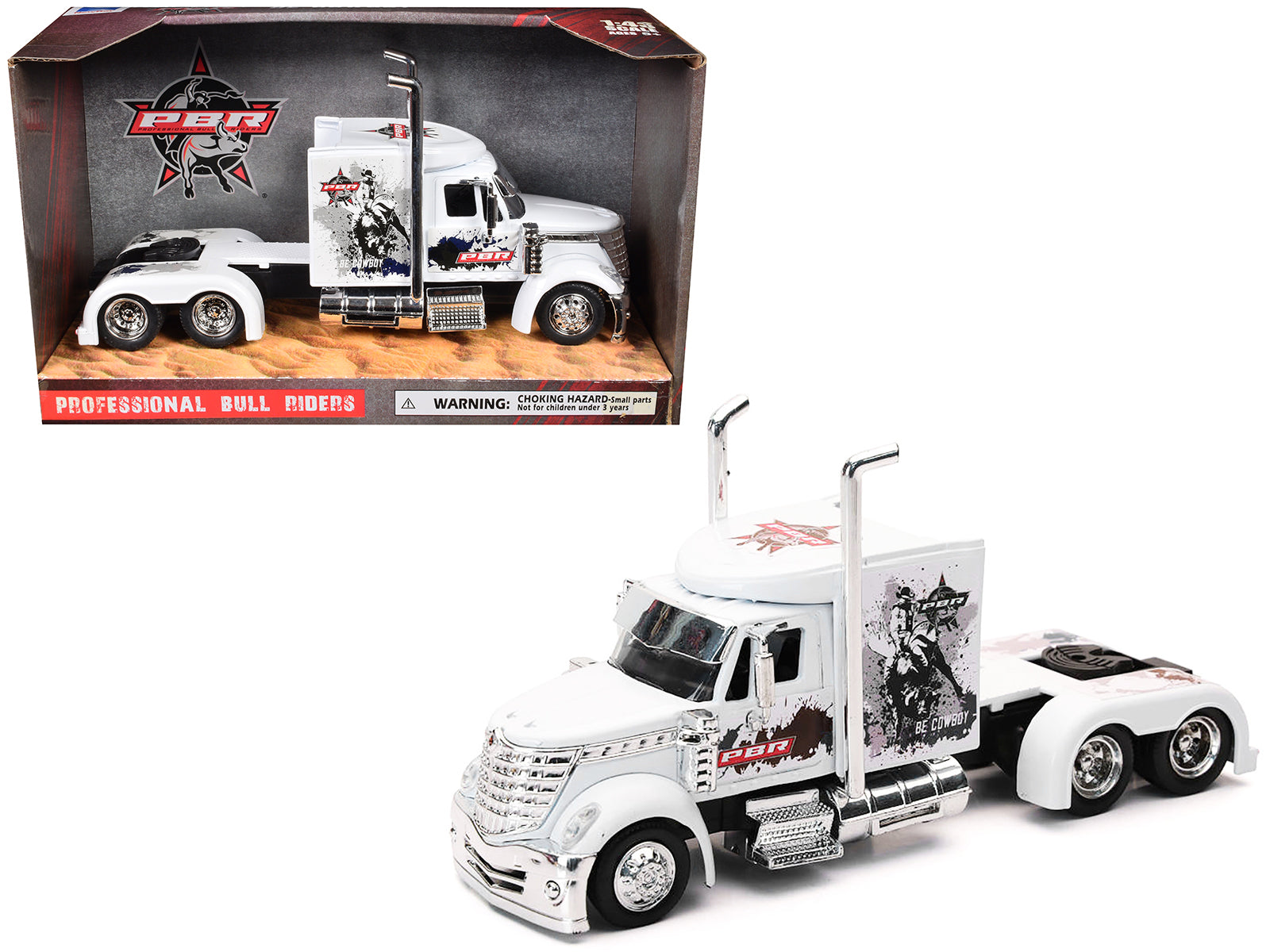 International Lonestar Truck Tractor White "PBR Professional Bull Riders" 1/43 Diecast Model by New Ray free shipping USA