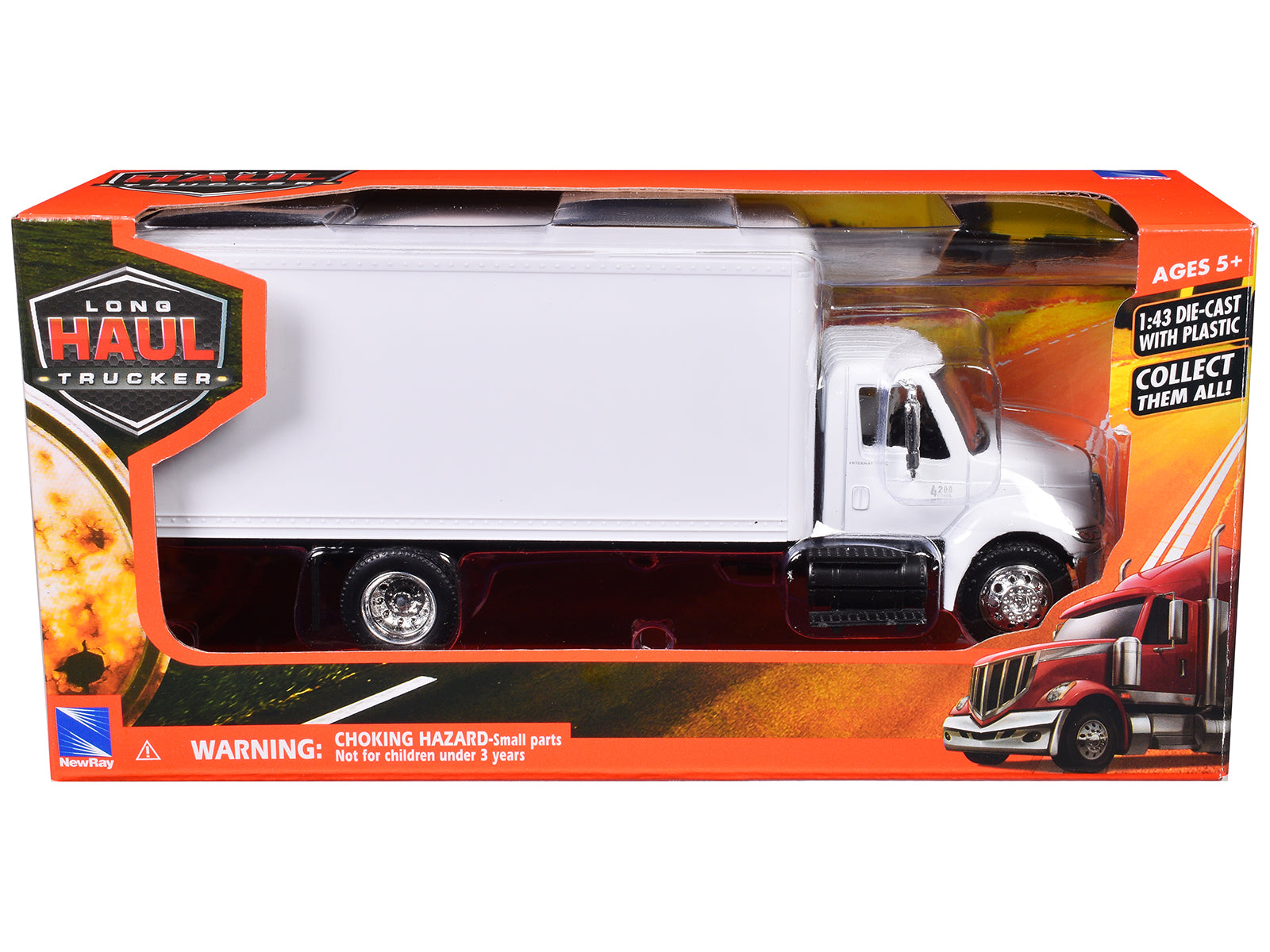 International 4200 Box Truck White "Long Haul Truckers" Series 1/43 Diecast Model by New Ray free shipping USA