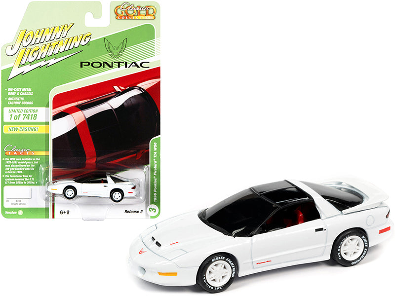 1996 Pontiac Firebird Trans Am T/A WS6 Bright White with Black Top and Red Interior "Classic Gold Collection" Limited Edition to 7418 pieces Worldwide 1/64 Diecast Model Car by Johnny Lightning - Premium  from Rapidvehicles - Just $24.99! Shop now at Rapidvehicles