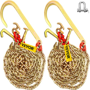 VEVOR J Hook Chain, 5/16 in x 10 ft Bridle Tow Chain, G80 Bridle Transport Chain, Alloy Steel Chain with 2 G70 J Hooks, 9260 Lbs Break Strength Tow Hooks for Trucks, J Hooks Towing Straps 2PCS - Premium Tow Chain from VEVOR - Just $110.59! Shop now at Rapidvehicles