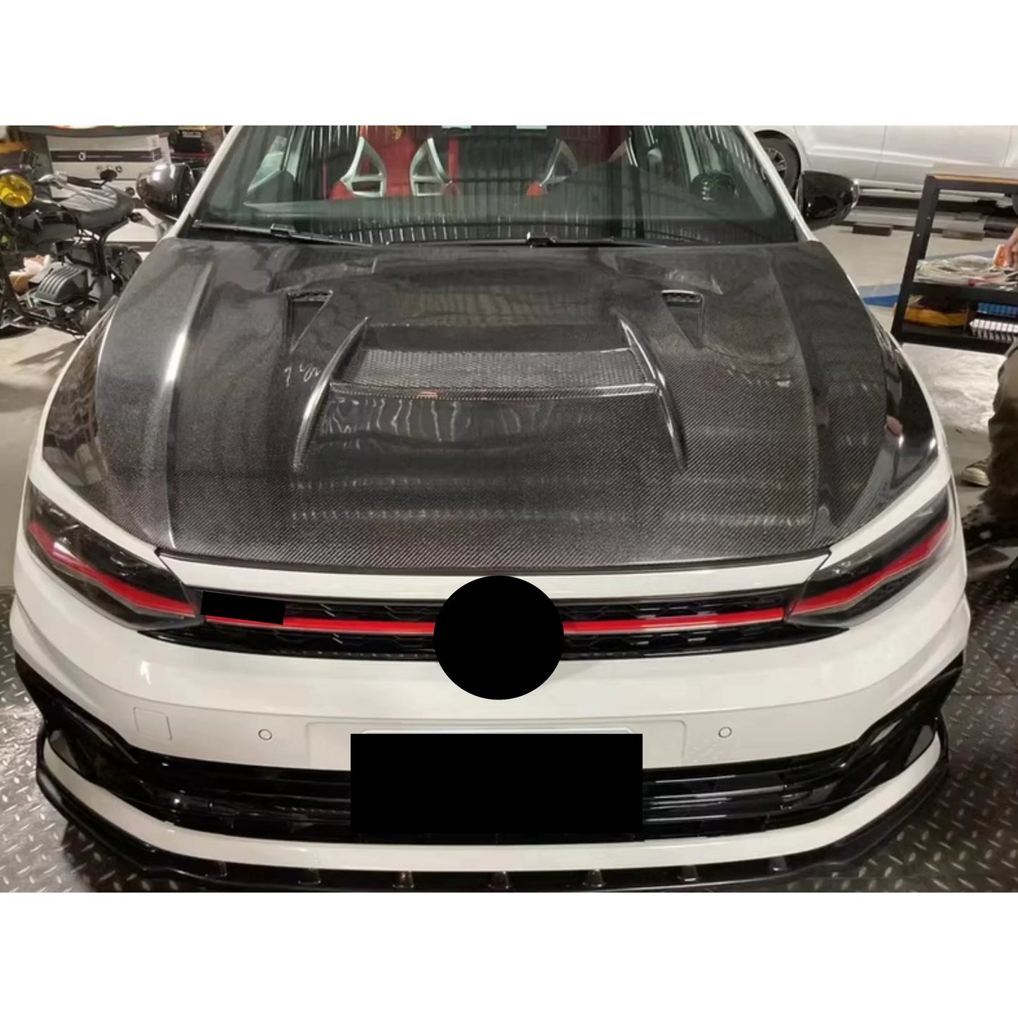 Carbon fiber Engine cover Assembly for Volkswagen vw Polo modified Hood Engine Bonnet Body kit Car Accessories