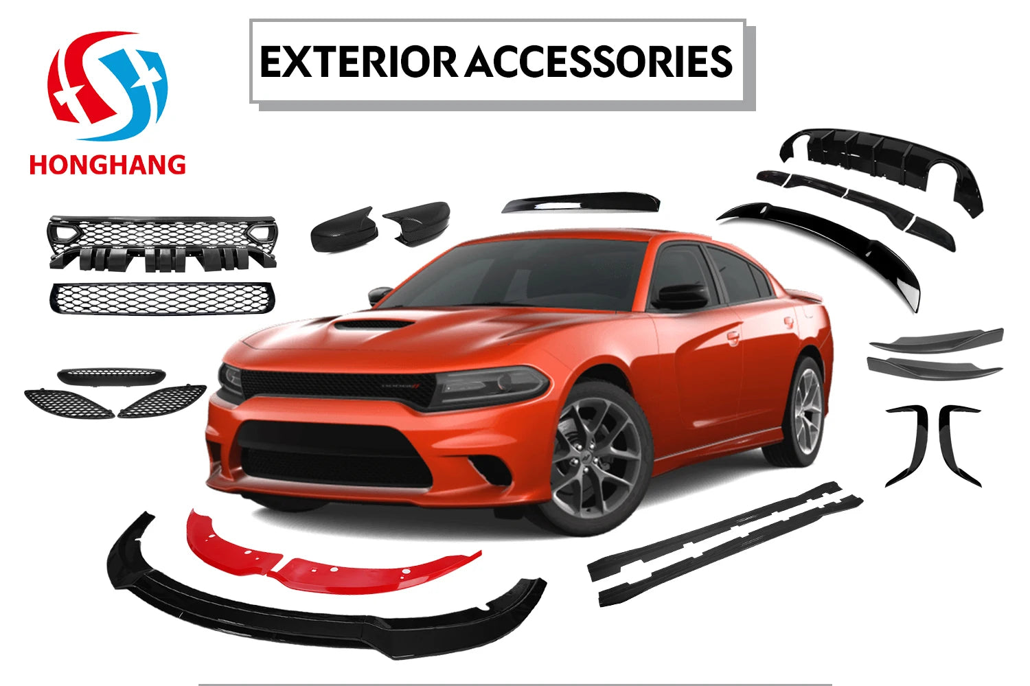 HongHang Factory Auto Car Front Engine Hellcat Hood for Dodge Charger Accseeories Hoods 2013-2021