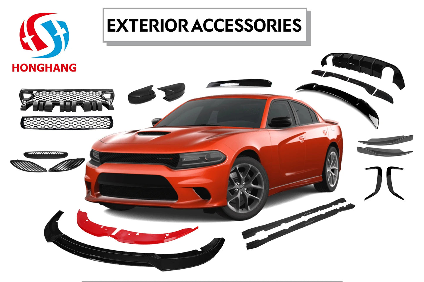 HongHang Factory Auto Car Front Engine Hellcat Hood for Dodge Charger Accseeories Hoods 2013-2021