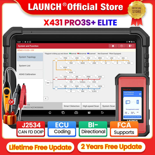 LAUNCH X431 PRO3S+ ELITE Smartlink C CAN FD\DOIP\J2534 Programming Car Full System topology diagram diagnostic tool OBD2 Scanner