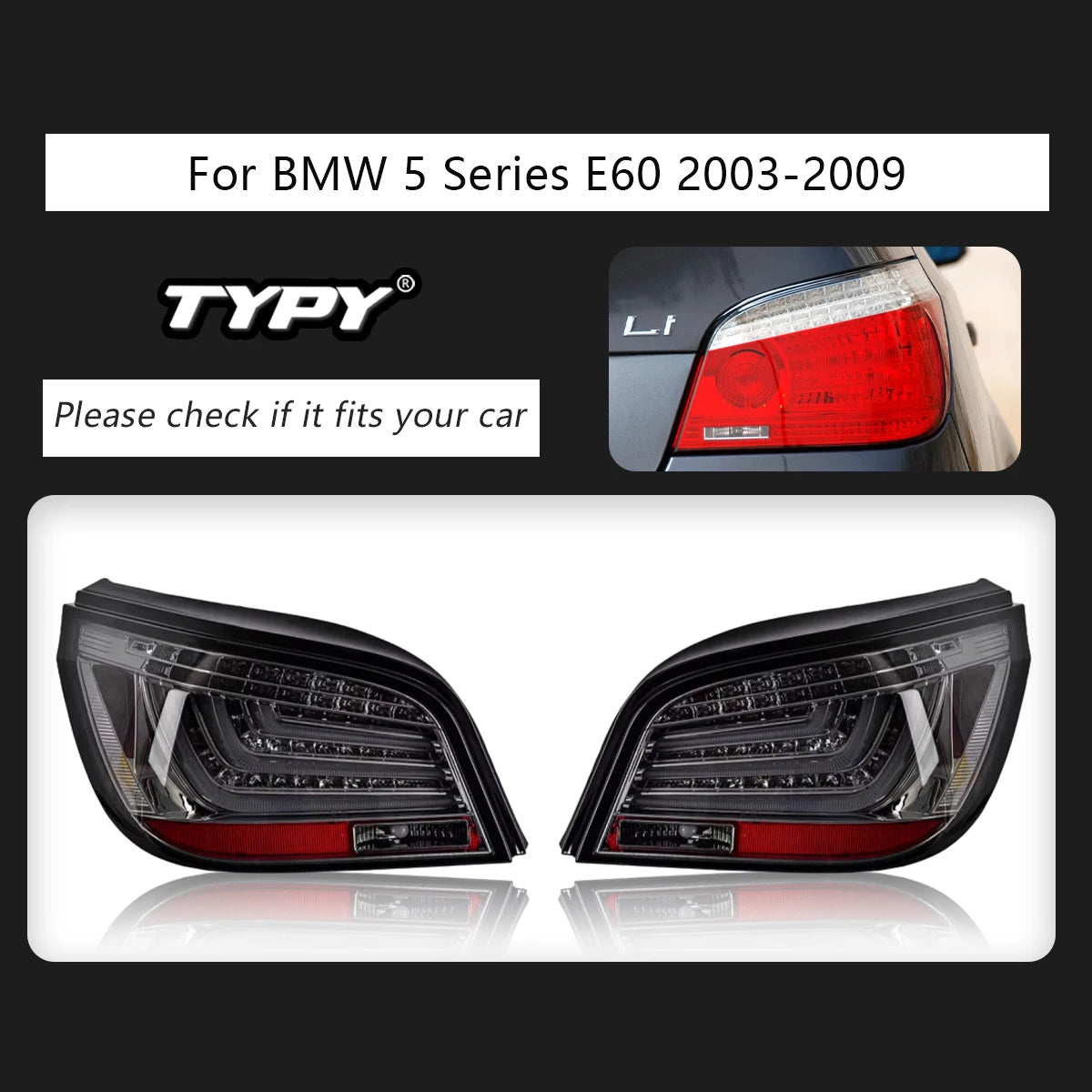TYPY Car Tail Lights For BMW 5 Series E60 Taillight 2003-2009 LED LED Projetor Tail Lamp Daytime Running Light Auto Accessories
