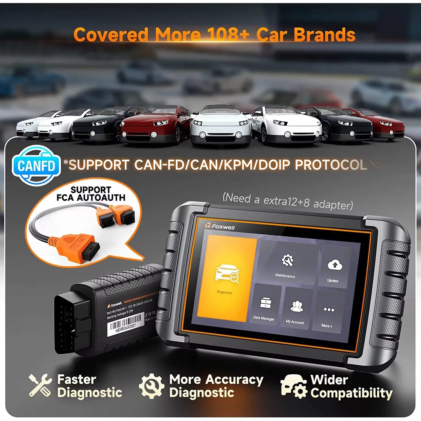 FOXWELL NT809 BT OBD2 Bluetooth All System Bi-Directional 30+ Reset Code Reader OBD2 Scanner Automotivo Car Diagnostic Tool
