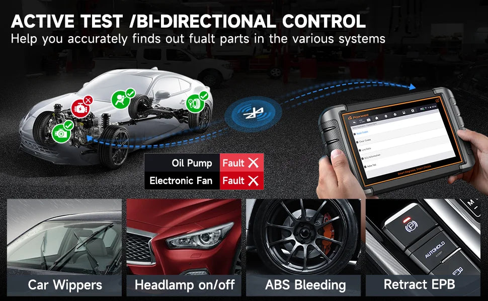 FOXWELL NT809BT OBD2 Bluetooth Automotive Scanner All System BiDirectional Scan Tool 30+ Reset OBD2 Code Reader Diagnostic Tool