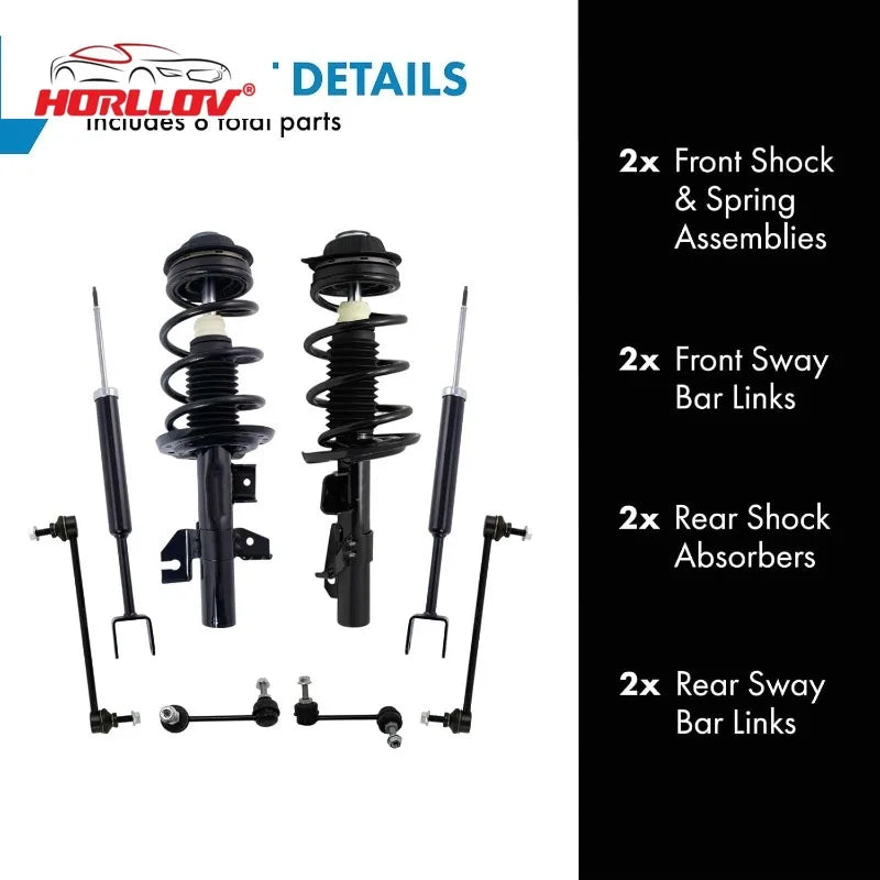 Front and Rear Suspension Kit Complete Strut & Coil Spring Assembly Shock Absorber Sway Bar Stabilizer Link for Dodge Dart
