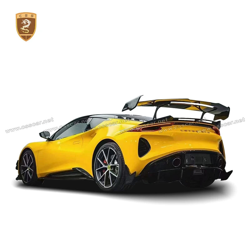 CSS Design Dry Carbon Fiber High Tail Wing Car Accessory For Lotus Emira MK 2 Style Auto Rear Bumper Trunk Roof Spoiler Brackets