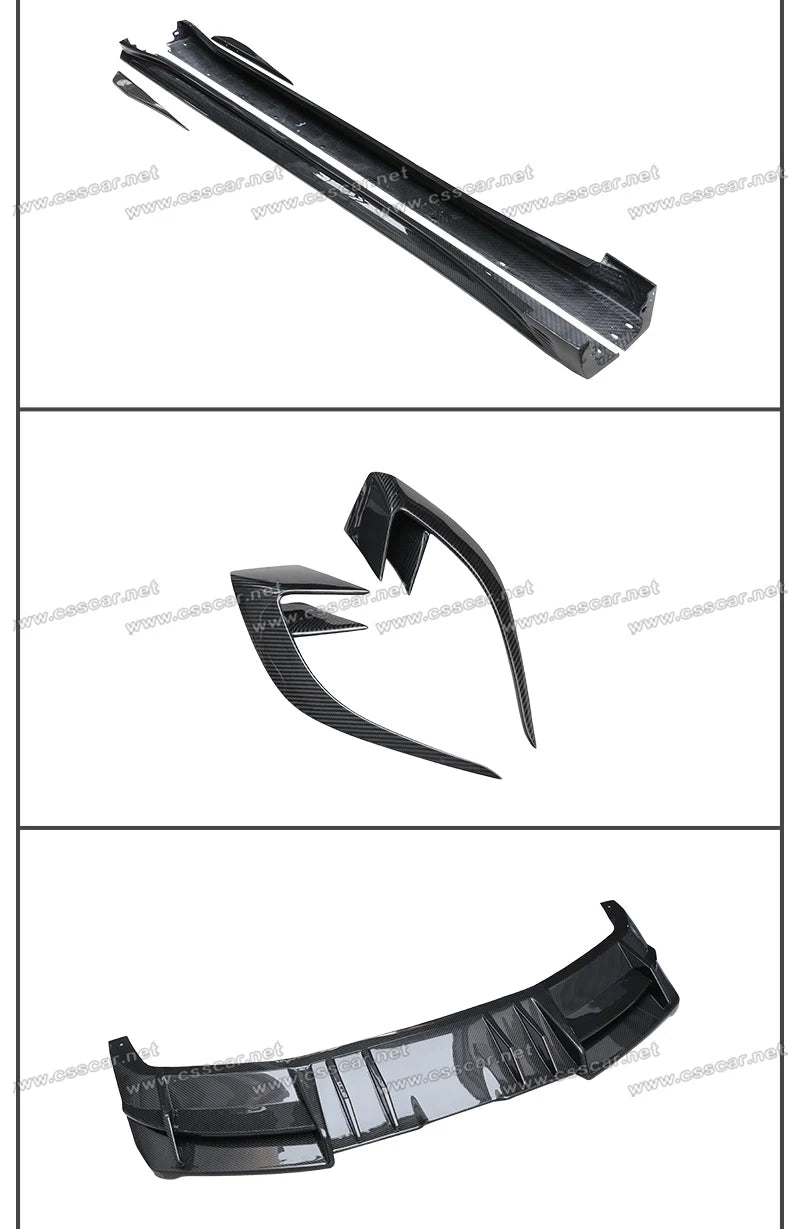 Abina Style Car Front Bumper Diffuser Rear High Spoiler Wing Splitter Canard Lip For Lotus Emeya Dry Carbon Fiber Side Skirts