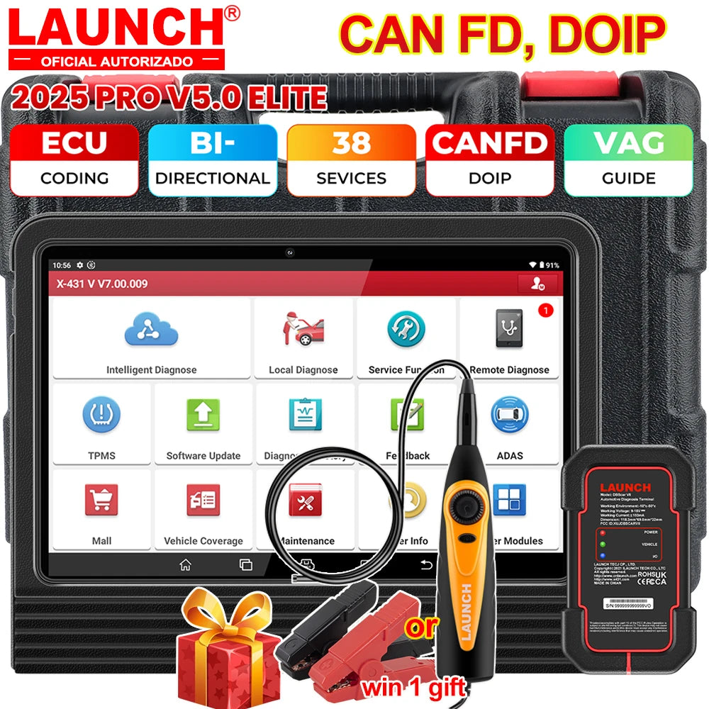 Launch X431 PRO V5.0 Car Diagnostic Tools ECU Online Coding Active Test Car Diagnostic Tools CAN FD 36 Resets Car Auto scanner