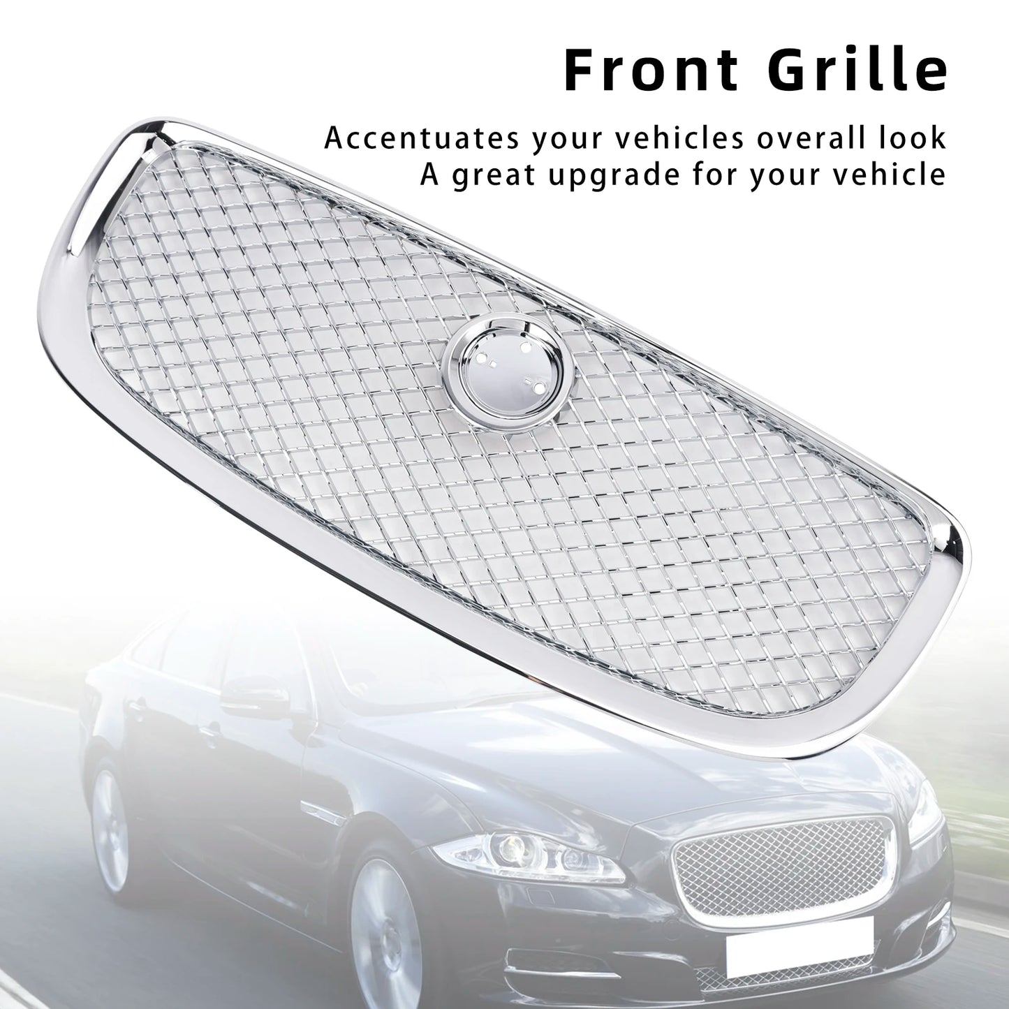 Chrome Front Bumper Grill Grille Fit for Jaguar XJ 2010 2011 2012 2013 2014 2015