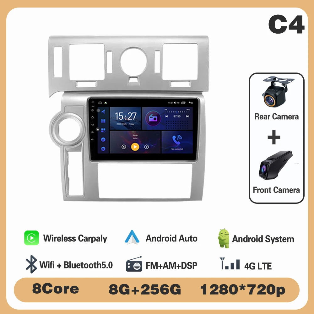 Car Radio Android 14 For Hummer H2 E85 2007 - 2009 Carplay Stereo DVD No 2din Autoradio Multimedia Bluetooth Navigation GPS WIFI