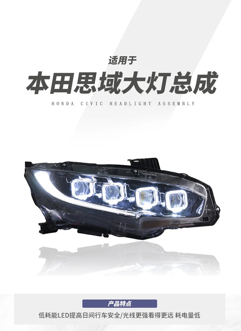 Car Led Headlights For Honda CIVIC 2016-2021 Bugatti style full LED Head Lamp daytime running DRL Head Lamp Front light Assembly