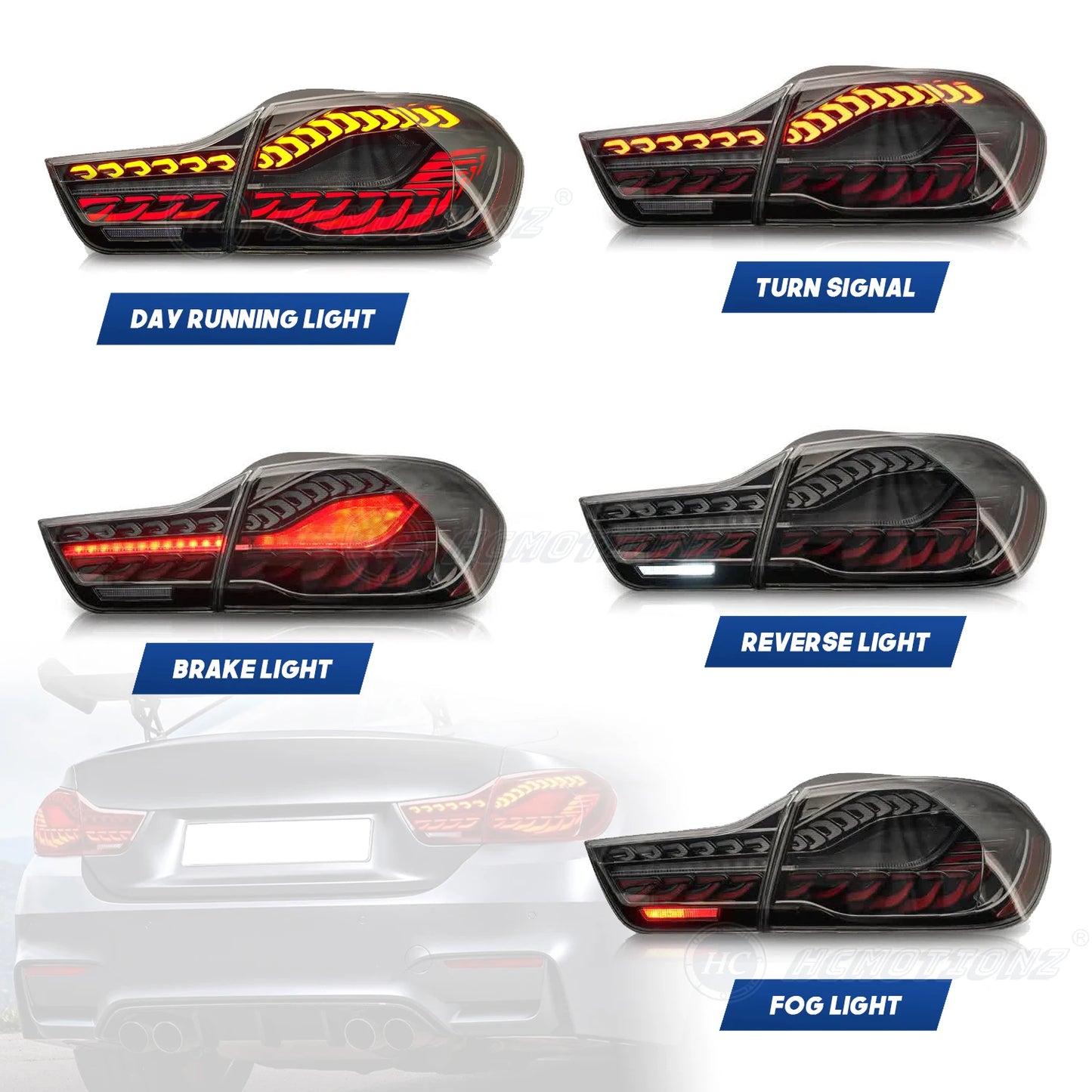 HCMOTIONZ LED Tail Lamp for BMW M4 2014-2020 Car Rear Back Light Assembly F32 F82 F83 F33 F36 420i Models 4 Series U.S. Shipment