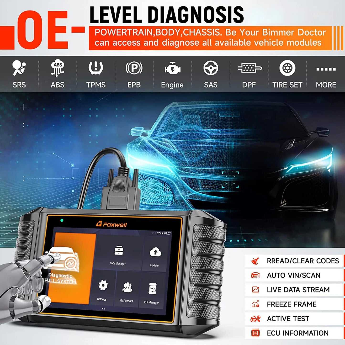 FOXWELL NT710 For VAG VW Audi Seat Bidirectional Car OBD2 Scanner Car Diagnostic ECU Coding All System A/F Adjust IMMO 30+ Reset