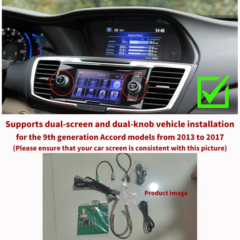Car Media Player For Honda Accord 9 9.5,2013 2014 2015 2016 2017 5G Wireless Carplay Android Auto Bluetooth Phones, Music
