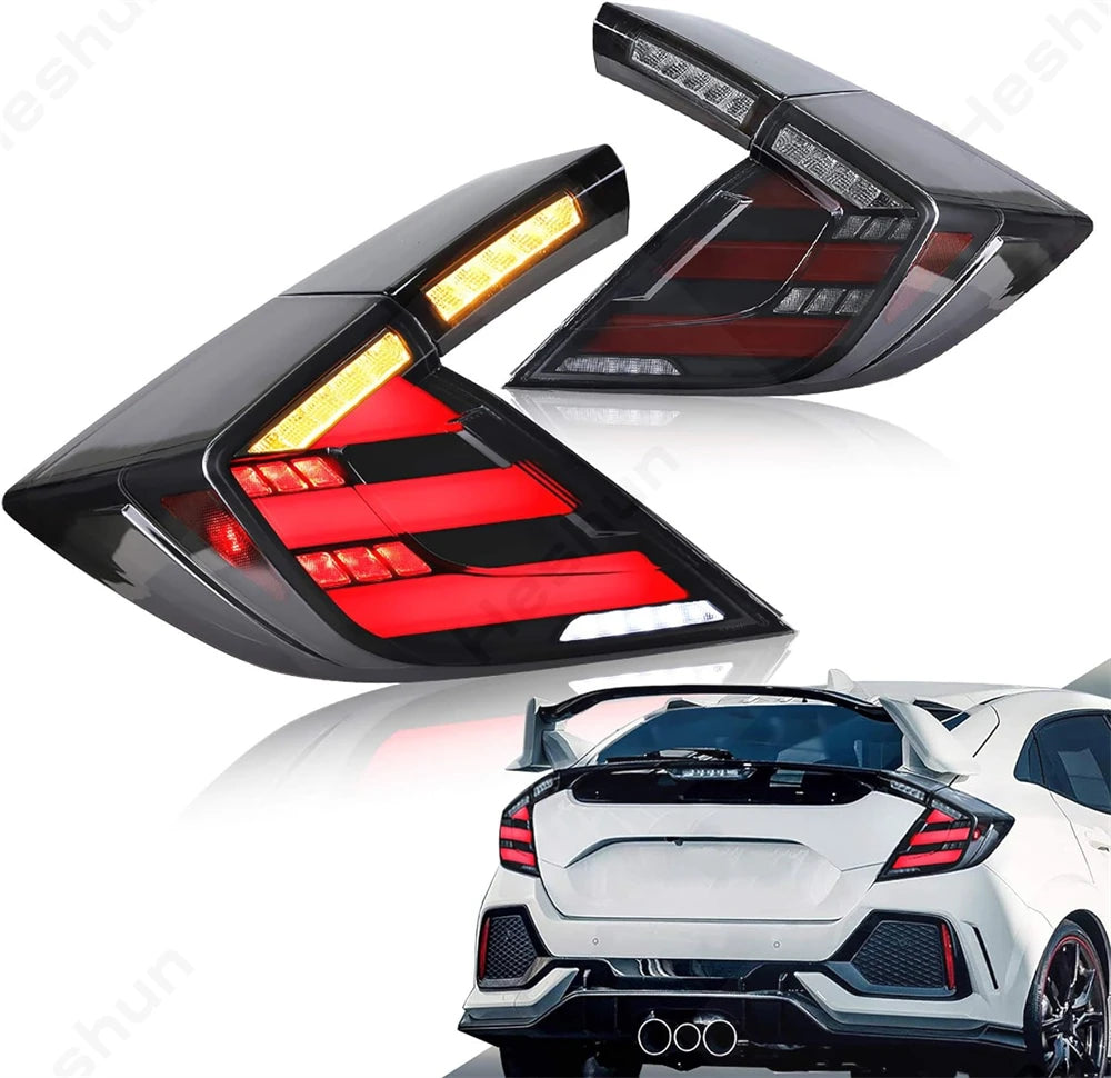 Taillights For Honda Civic Hatchback/Type R 2016-2022 FK7 FK8 10th Gen Tail Lamp Rear Fog Light LED Sequential Signal Assembly