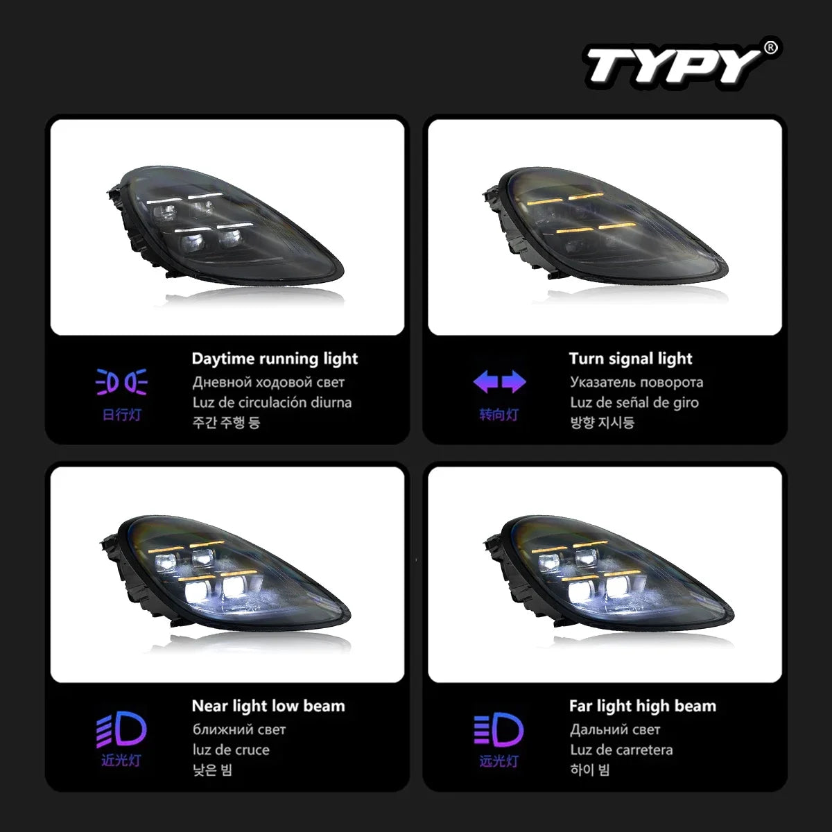 TYPY Car For Porsche Cayman 718 982 Headlight 2013-2023 Upgrade Modified New DRL Dynamic Turn Signal LED light Auto Accessories