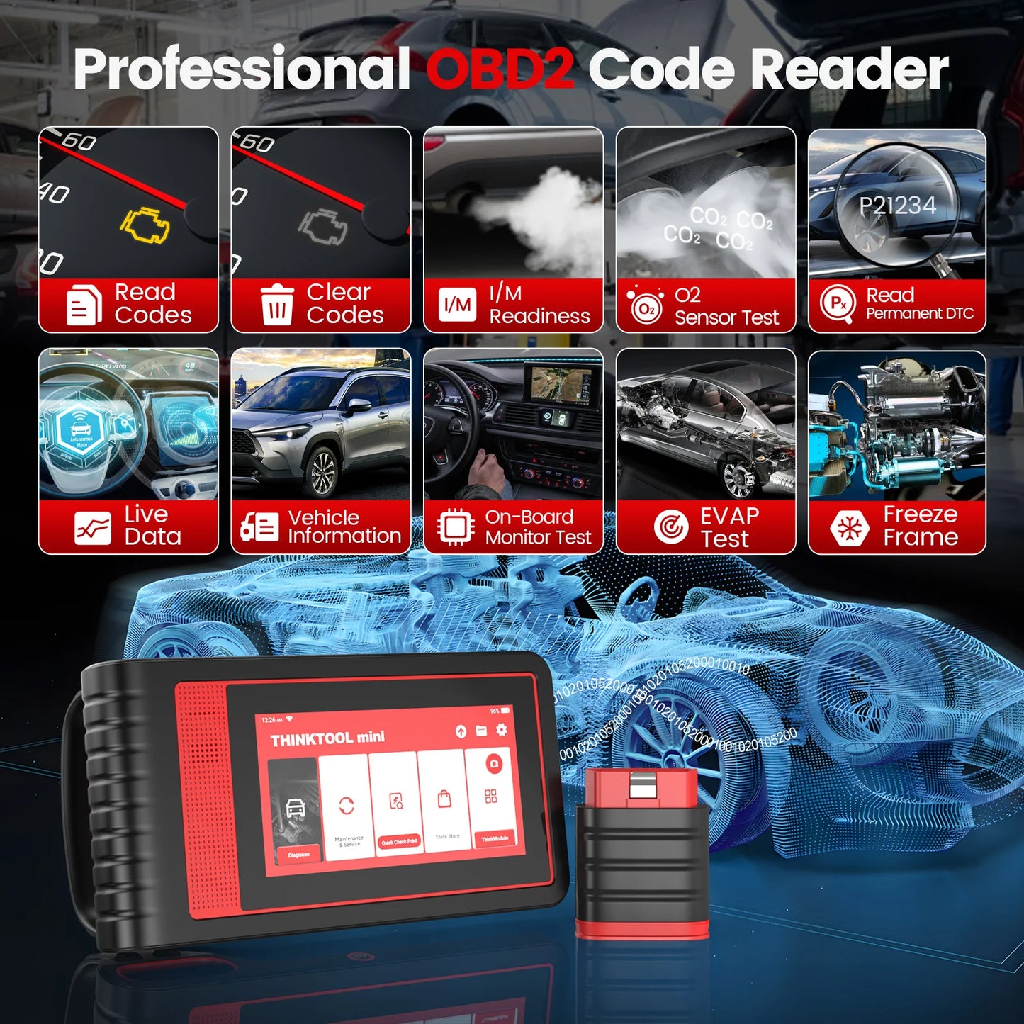 THINKCAR THINKTOOL MINI Professional Auto OBD2 Scanner Full System Clear Code Read 28 Reset Lifetime Free Car Diagnostic Tool