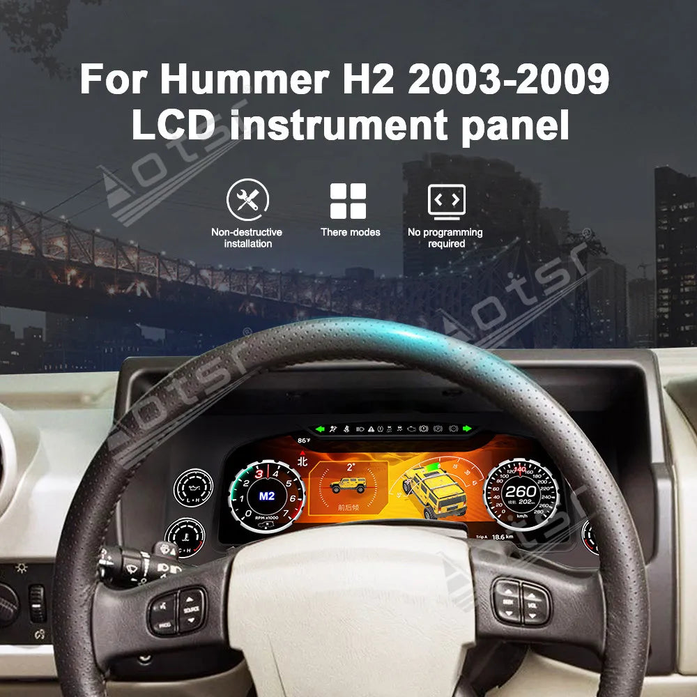 12.3 inch New Upgraded For Hummer H2 2003-2009 Speedometer Car LCD Instrument Panel Digital Cluster Virtual Cockpit