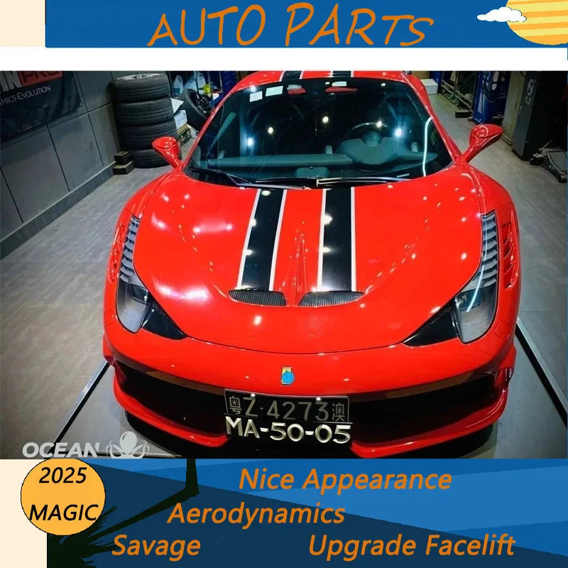 Suitable for Ferrari 458 Modified with Special Carbon Fiber Tail Wing, Front Bumper, Hood, Lip, Rear Spoiler Comparison Trim