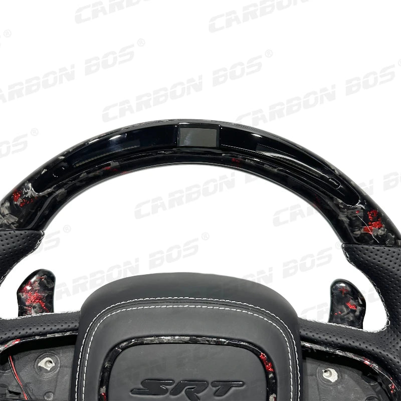Forged Carbon Fiber Steering Wheel for Dodge CHALLENGER Challenger ChargerSRT HELLCAT Car Steering Wheel with LED Flash Cover