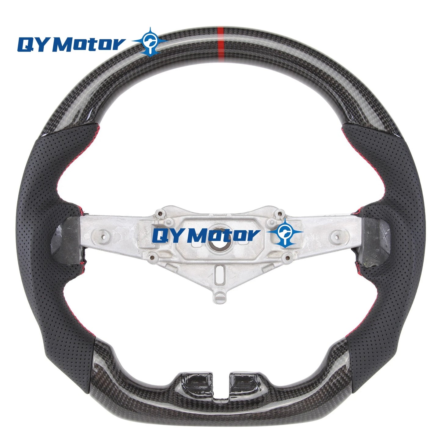 Real Carbon Fiber Steering Wheel For Dodge Charger Challenger Durango 2011-2014 Perforated Leather Red Stripe