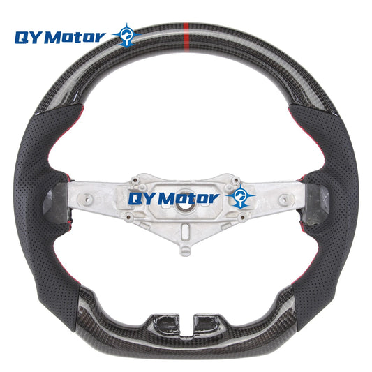 Real Carbon Fiber Steering Wheel For Dodge Charger Challenger Durango 2011-2014 Perforated Leather Red Stripe