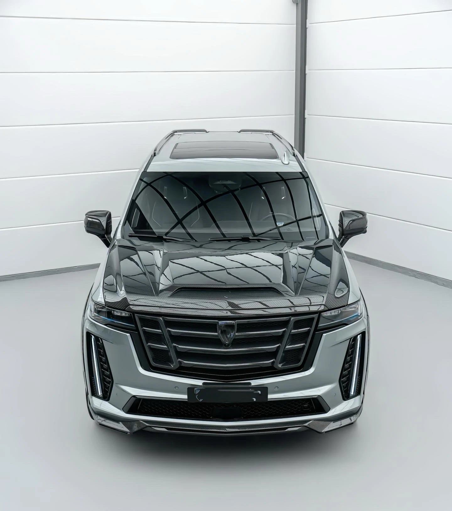 for Cadillac Escalade Upgrade  LD Style Carbon Fiber Wide Body Kit with New Front Lip Rear Diffuser Spoiler Hood Grill