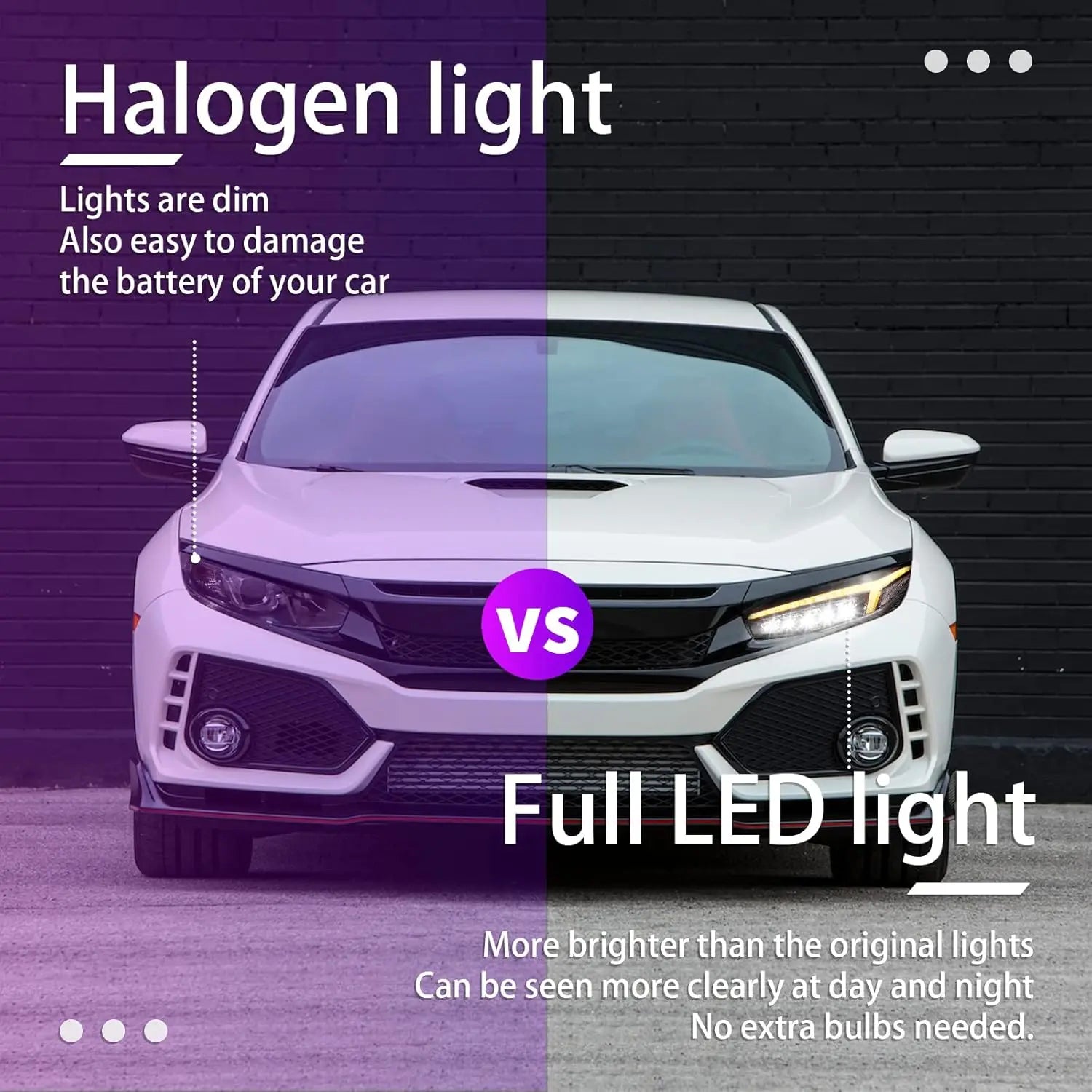 LED Headlights for Honda Civic Sedan/Coupe/Hatchback 2016-2022 10th Gen With Sequential Turn Signal Assembly