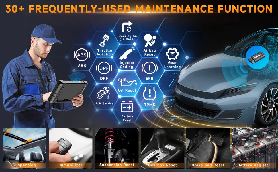 FOXWELL NT809BT OBD2 Bluetooth Automotive Scanner All System BiDirectional Scan Tool 30+ Reset OBD2 Code Reader Diagnostic Tool