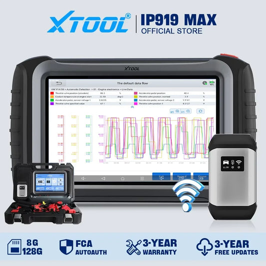XTOOL InPlus IP919 MAX Bluetooth Car Diagnostic Tools ECU Programming J2534 Bi-directional 42+ Resets Scanner With Topology FCA
