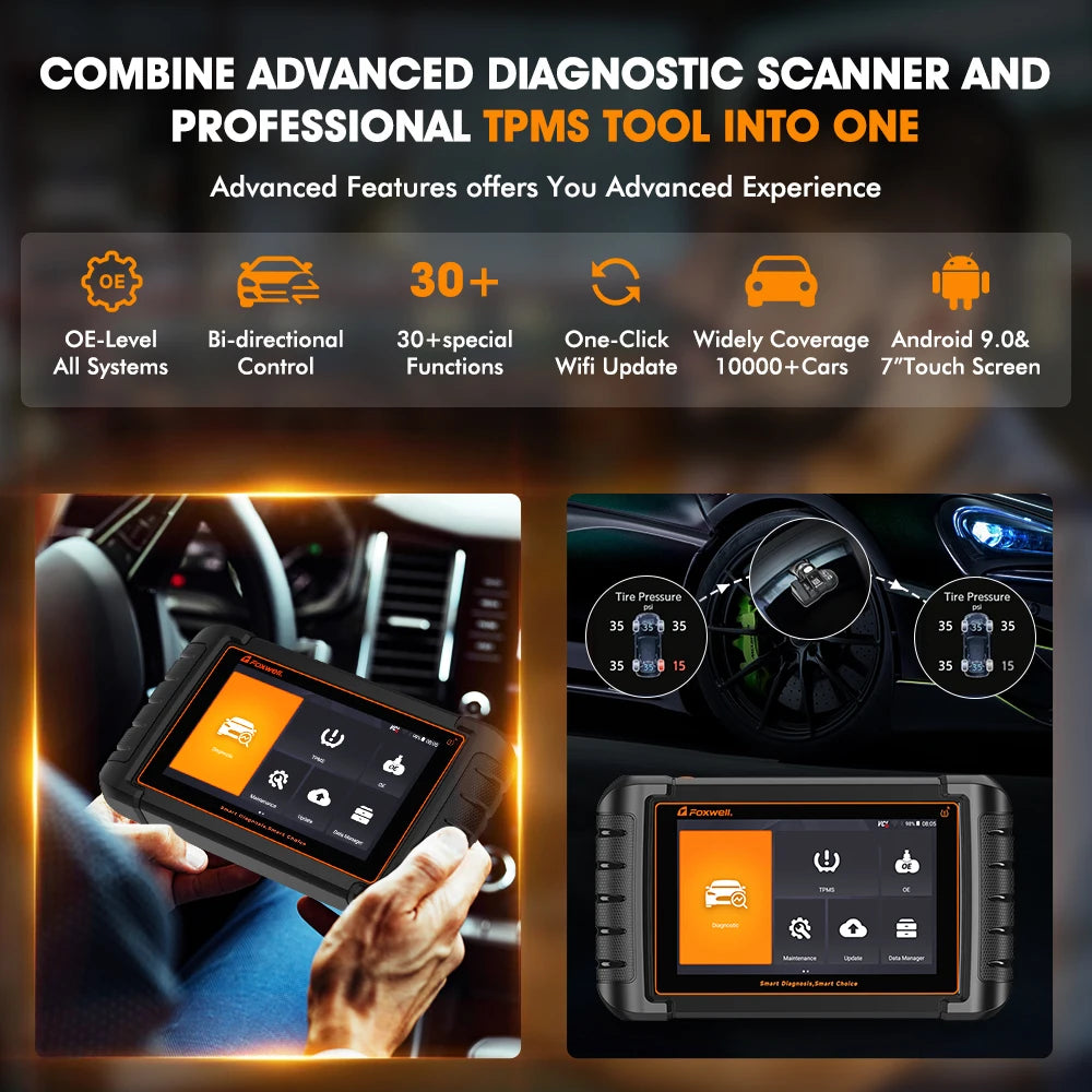 FOXWELL NT809TS TPMS Programming Tool All Systems Car Scanner Bi-Directional Control 30+ Reset OBD2 Bluetooth Diagnostic Tools