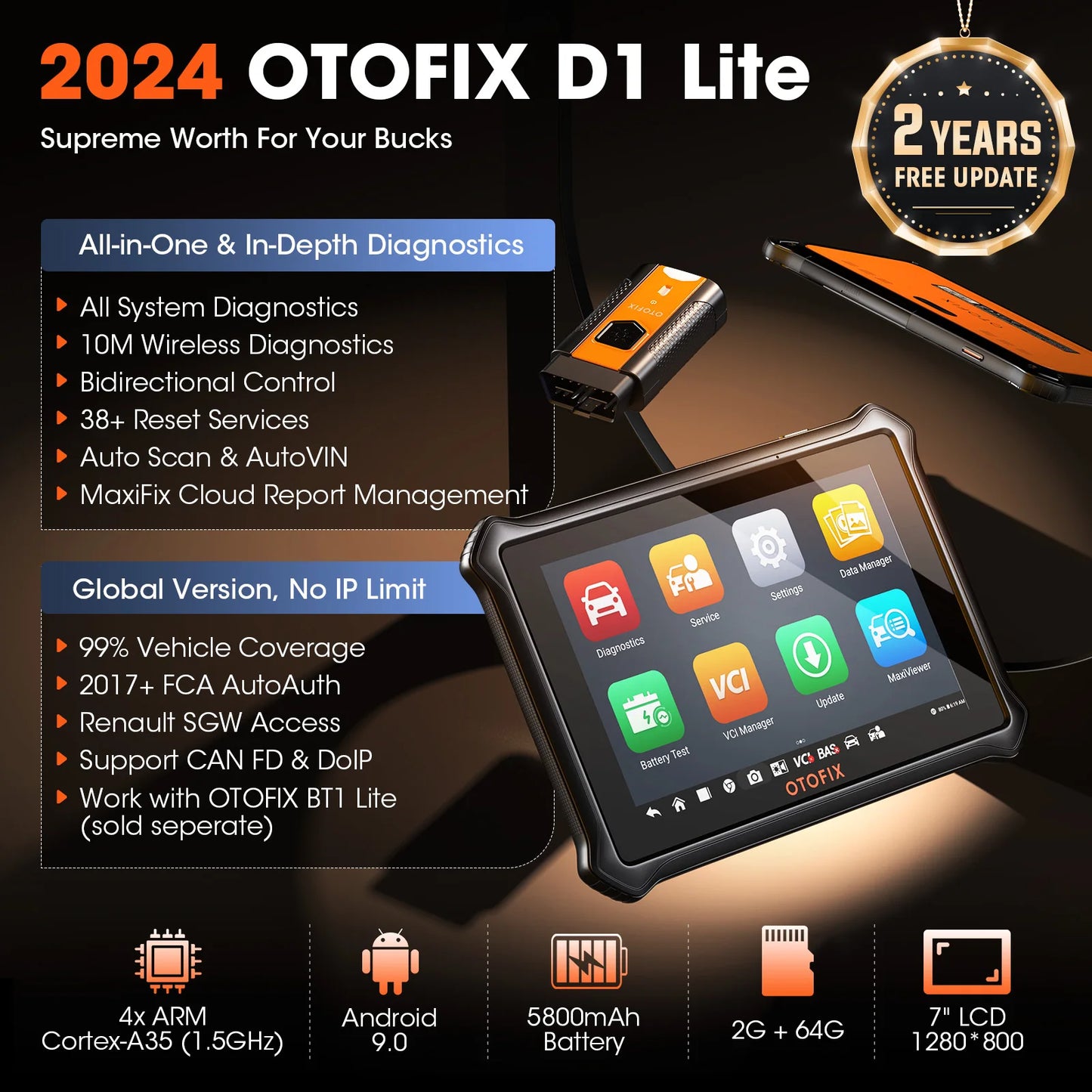 OTOFIX D1 Lite OBD2 Scanner All System Car Diagnostic Tool Automotive Scan Tool Bluetooth Diagnosis for All Cars