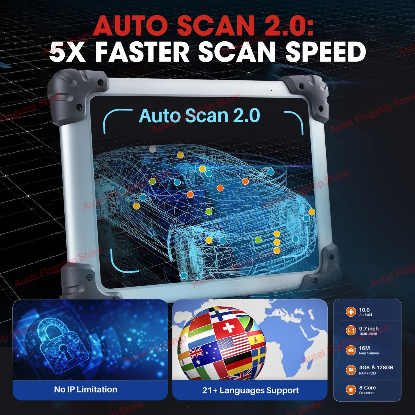 Autel Maxisys Elite II Pro Car Diagnostics Tool J2534 ECU Programming ECU Coding Motor TruSpeed CAN FD/DoIP PK MK908P Elite 2