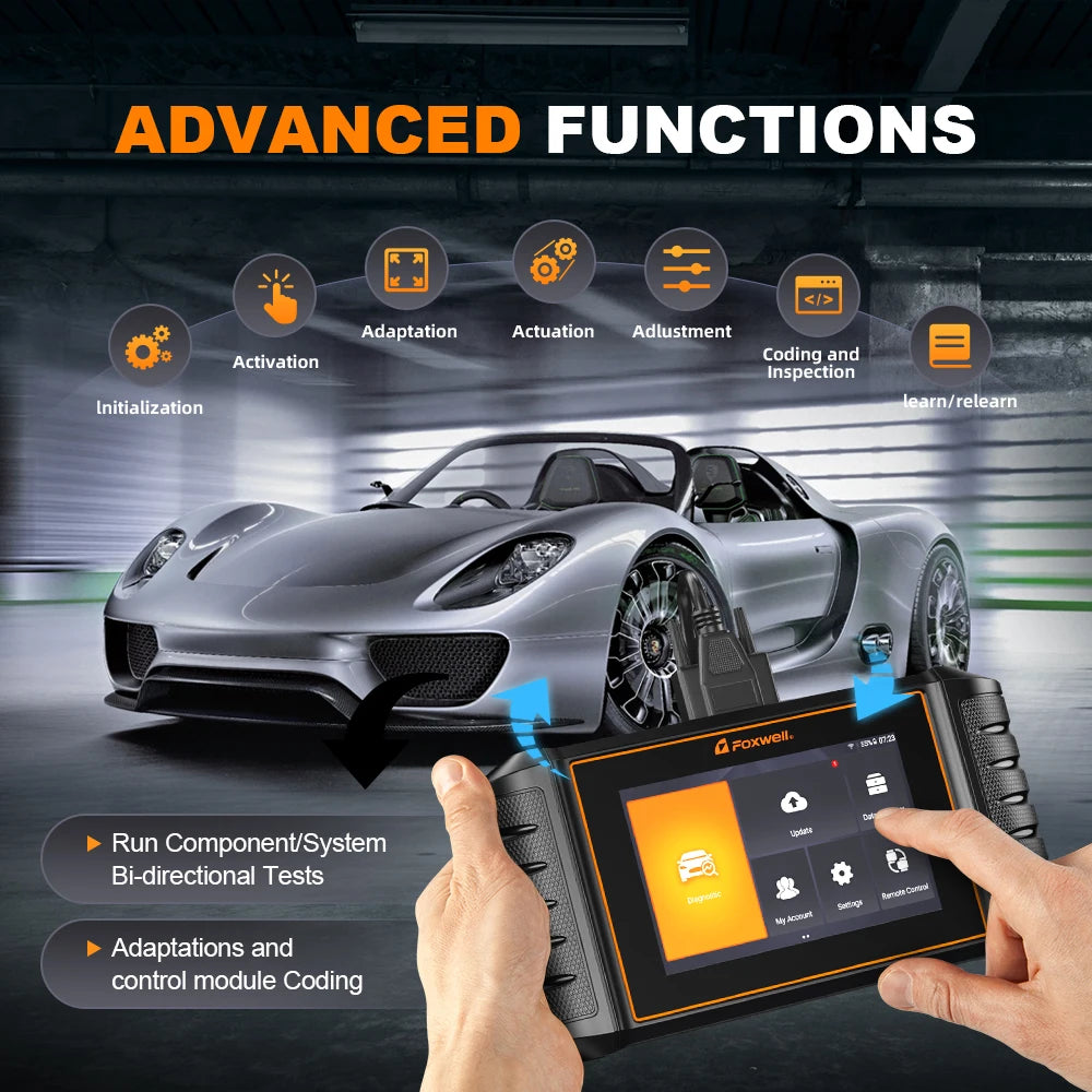 FOXWELL NT710 For VAG VW Audi Seat Bidirectional Car OBD2 Scanner Car Diagnostic ECU Coding All System A/F Adjust IMMO 30+ Reset