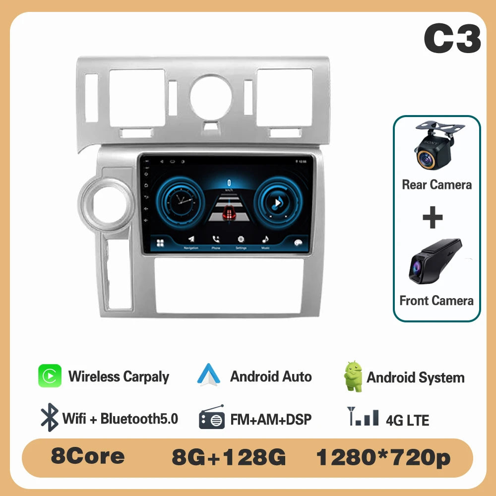 Car Radio Android 14 For Hummer H2 E85 2007 - 2009 Carplay Stereo DVD No 2din Autoradio Multimedia Bluetooth Navigation GPS WIFI