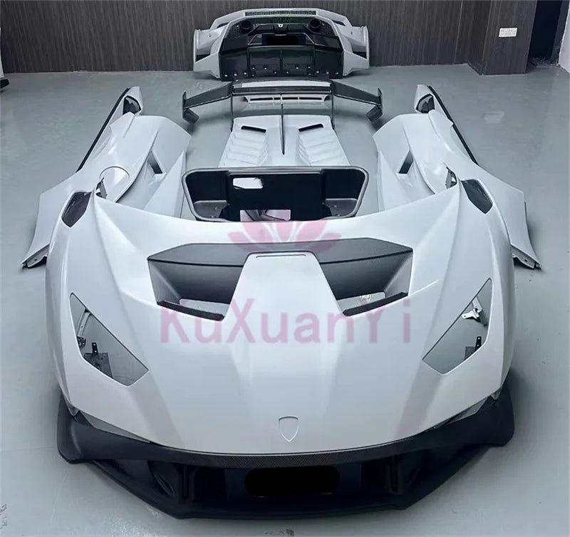 Used for Lamborghini Huracan LP610 LP580 EVO STO Style Dry Carbon Fiber Front and Rear Bumper Side Skirts Hood and Body Kit
