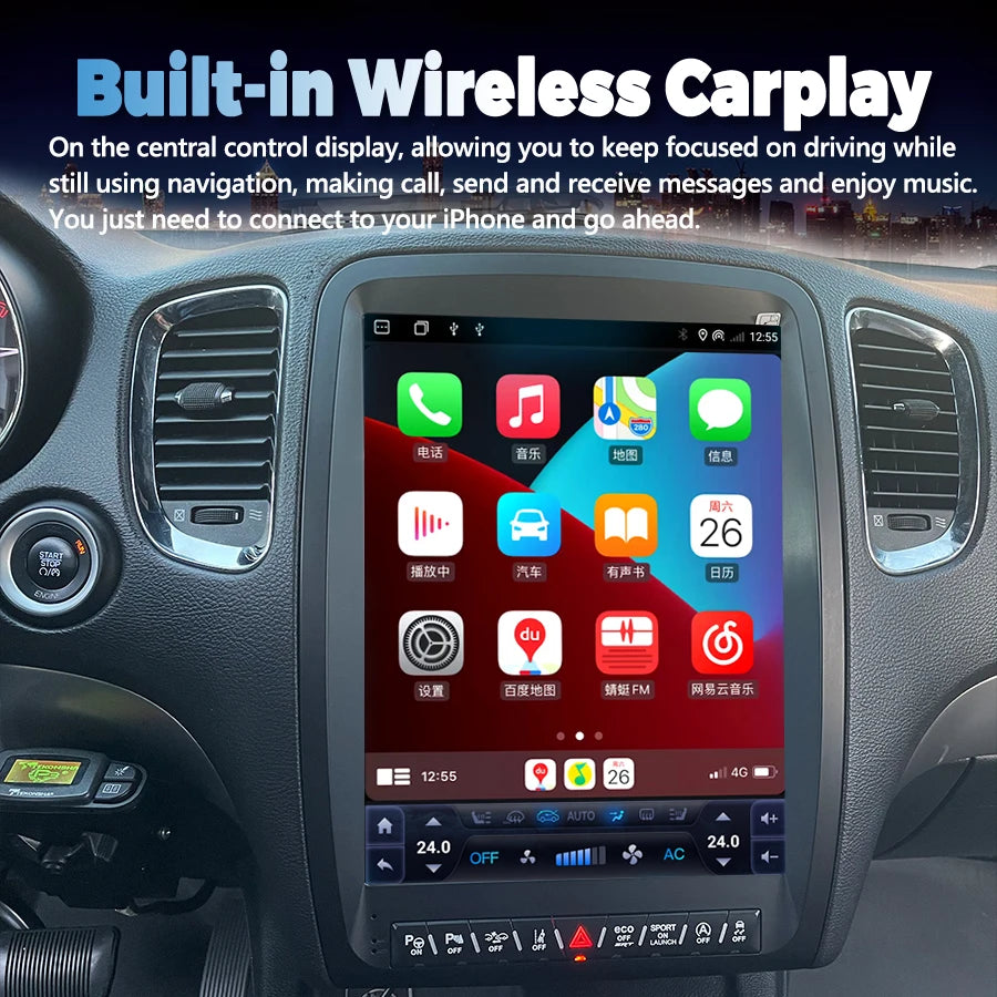 Carplay For Dodge Durango 2012 - 2019 Android13 Car Stereo Car Radio with touch Screen Radio Player Car GPS Navigation Head Unit