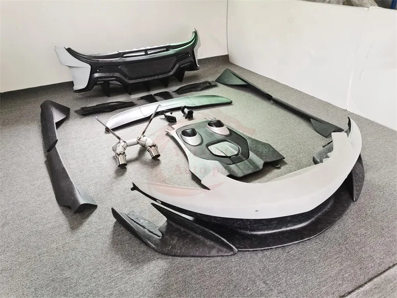 Forged semi-carbon fiber 600LT style front Rear bumper side skirt spoiler rear hood exhaust for McLaren 540C 570S Upgrade 600LT