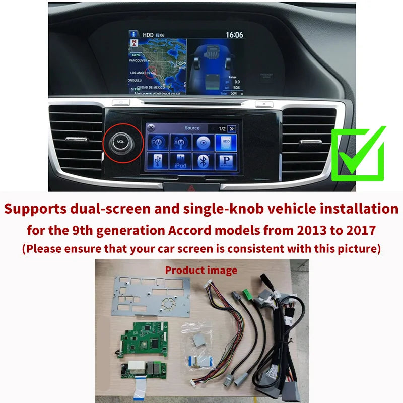 Car Media Player For Honda Accord 9 9.5,2013 2014 2015 2016 2017 5G Wireless Carplay Android Auto Bluetooth Phones, Music
