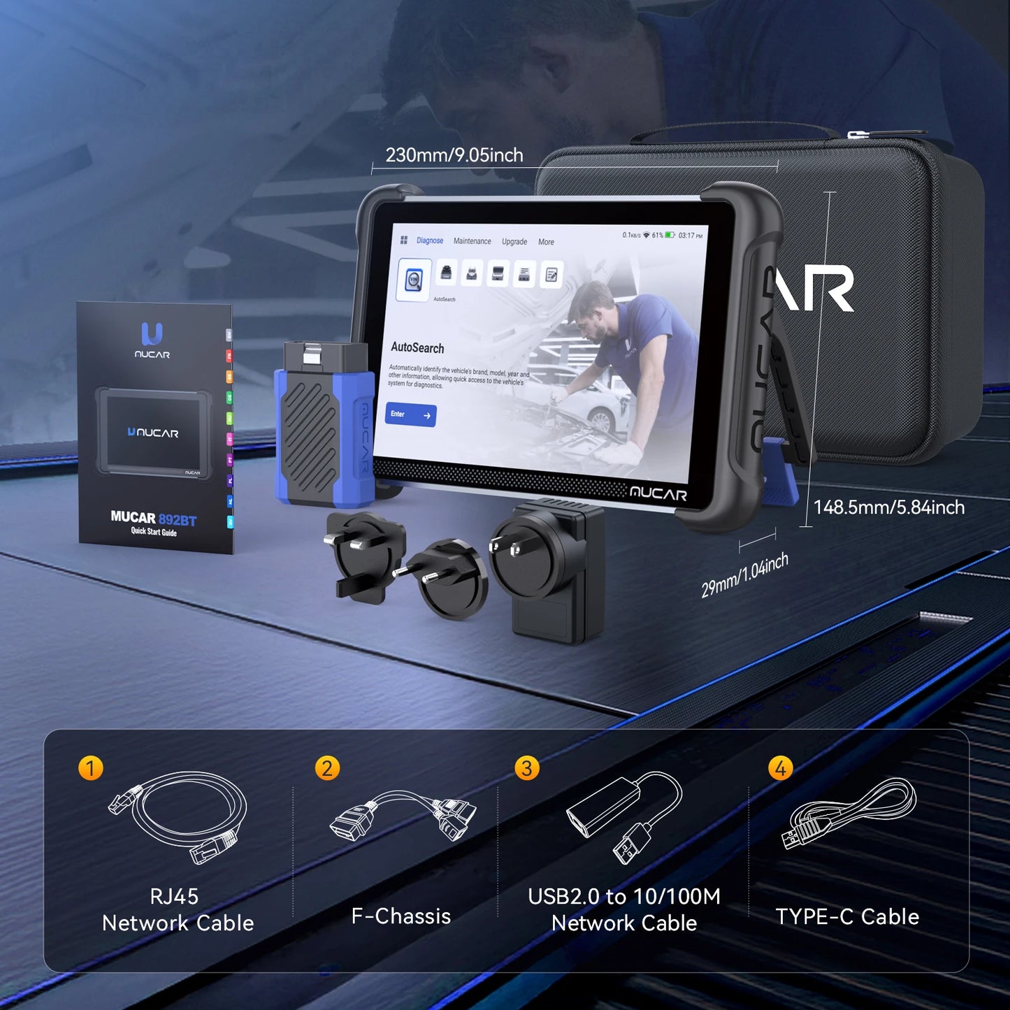 MUCAR 892BT OBD2 Scanner CANFD&DOIP All System Diagnostic Tool, Bi-Directional ECU Coding, 34 Reset Lifetime Free for all Cars