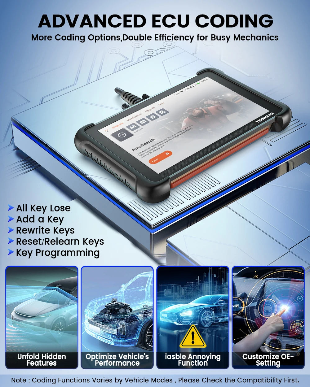 THINKCAR THINKSCAN 689 Bidirectional Scan Tool With CANFD&DoIP OBD2 Scanner ECU Coding Bi-Directional Control 34 Reset Free