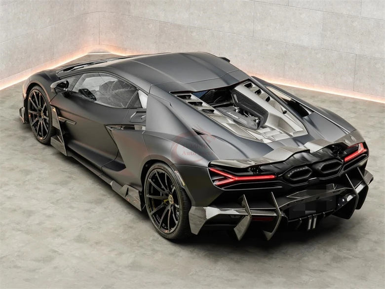For Lamborghini Revuelto Upgrade M Style Dry Carbon Fiber Front Lip Side Skirt Rear Diffuser Hood Rear Spoiler